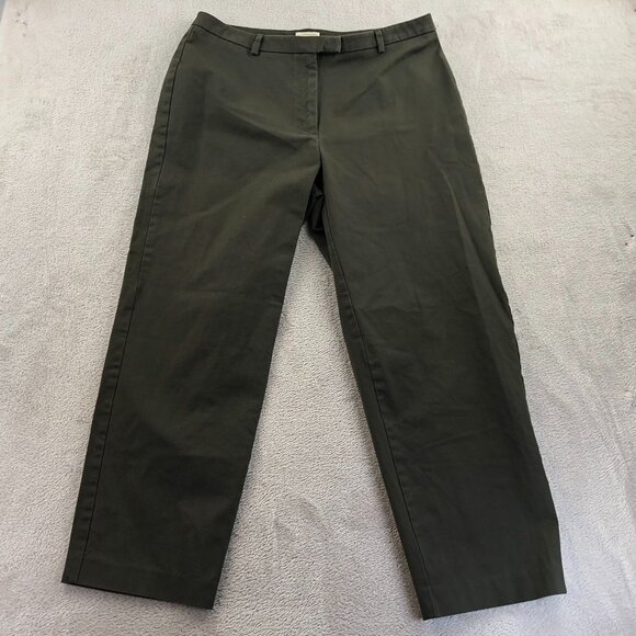 L.L. Bean Women's Dress Pants Size 12P Straight Leg Chino Flat Front Classic Oli - Picture 9 of 10